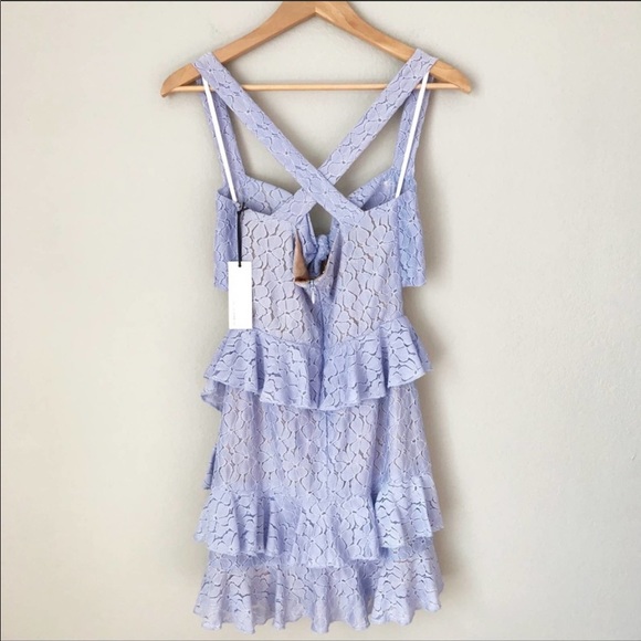 RYSE Ashley Fit & Flare Ruffle Dress Periwinkle - Picture 4 of 7